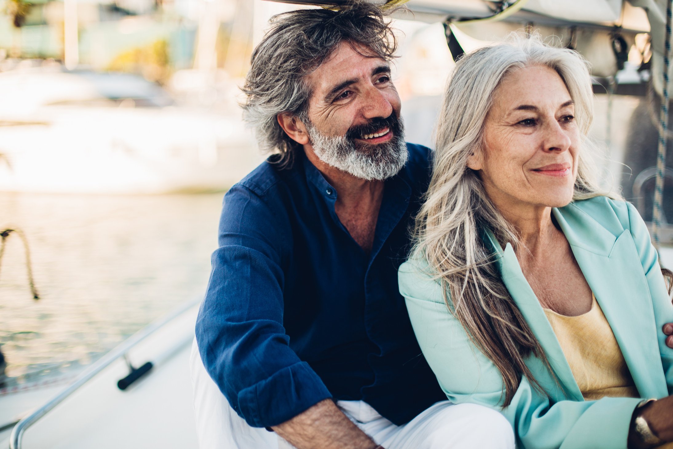 Old couple  on a boat